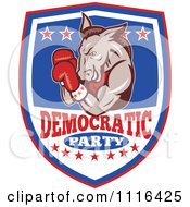 Clipart Retro Donkey Boxer On A Democratic Party Shield Royalty Free Vector Illustration