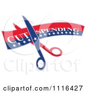 Poster, Art Print Of American Scissors Cutting A Cut Spending Banner