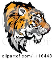 Growling Tiger Mascot Head Profile
