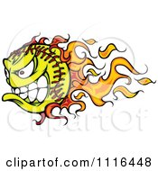 Poster, Art Print Of Demonic Flaming Tennis Ball Mascot
