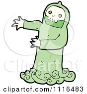 Clipart Green Halloween Skull Ghost 4 Royalty Free Vector Illustration