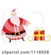 Poster, Art Print Of Christmas Santa Claus Presenting A Gift