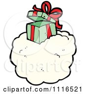 Clipart Open Christmas Present Gift Box On A Cloud Royalty Free Vector Illustration