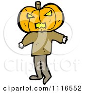 Man With A Halloween Jackolantern Pumpkin Head