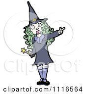 Poster, Art Print Of Green Haired Halloween Witch Pointing