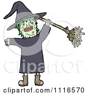 Poster, Art Print Of Halloween Witch Holding Up A Broom 1