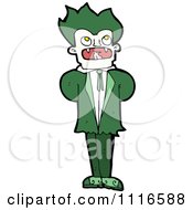Clipart Green Haired Halloween Vampire With His Hands Behind His Back Royalty Free Vector Illustration by lineartestpilot