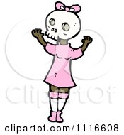 Clipart Girl Wearing A Skull Halloween Mask 1 Royalty Free Vector Illustration by lineartestpilot
