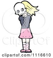 Clipart Girl Wearing A Skull Halloween Mask 2 Royalty Free Vector Illustration by lineartestpilot