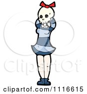 Clipart Girl Wearing A Skull Halloween Mask 7 Royalty Free Vector Illustration by lineartestpilot