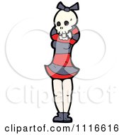 Clipart Girl Wearing A Skull Halloween Mask 8 Royalty Free Vector Illustration by lineartestpilot