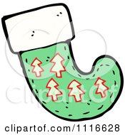 Clipart Green Christmas Stocking 2 Royalty Free Vector Illustration