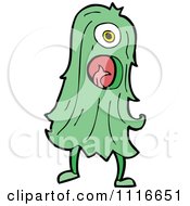 Clipart Green Hairy Halloween Monster Screaming Royalty Free Vector Illustration by lineartestpilot