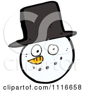 Poster, Art Print Of Christmas Winter Snowman Face With A Top Hat