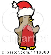 Clipart Festive Christmas Penguin Wearing A Santa Hat 1 Royalty Free Vector Illustration by lineartestpilot
