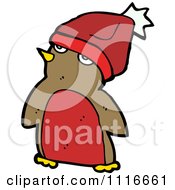 Clipart Festive Christmas Penguin Wearing A Santa Hat 2 Royalty Free Vector Illustration by lineartestpilot