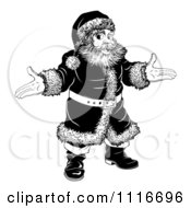 Poster, Art Print Of Black And White Christmas Santa With Open Arms