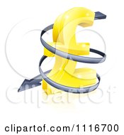 Vector Clipart 3d Spiraling Down Arrow Around A Golden Yen Currency Symbol Royalty Free Graphic Illustration