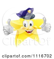 Poster, Art Print Of 3d Police Star Mascot Holding Two Thumbs Up