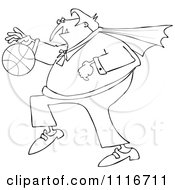Poster, Art Print Of Outlined Sporty Halloween Vampire Playing Basketball