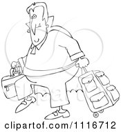 Poster, Art Print Of Outlined Traveling Halloween Vampire With Luggage