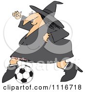 Poster, Art Print Of Sporty Halloween Witch Playing Soccer