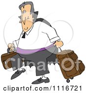 Poster, Art Print Of Traveling Halloween Vampire With Luggage