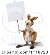 Clipart Of A 3d Aussie Kangaroo Holding A Sign Royalty Free CGI Illustration by Julos