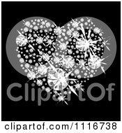Vector Clipart Of A Sparkly Heart Made Of Diamonds On Black Royalty Free Graphic Illustration by michaeltravers