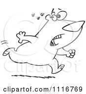 Cartoon Of An Outlined Bear Running From Angry Bees Royalty Free Vector Clipart