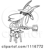 Poster, Art Print Of Outlined Blues Goat Musician Playing A Guitar
