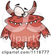 Poster, Art Print Of Spotted And Horned Red Monster