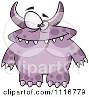 Poster, Art Print Of Spotted And Horned Purple Monster