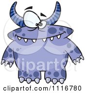 Poster, Art Print Of Spotted And Horned Blue Monster