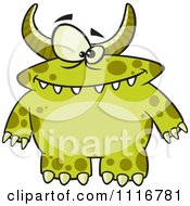 Poster, Art Print Of Spotted And Horned Green Monster