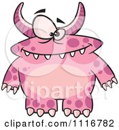 Poster, Art Print Of Spotted And Horned Pink Monster