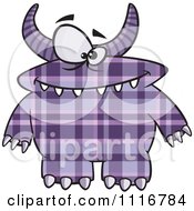 Spotted And Horned Purple Plaid Monster
