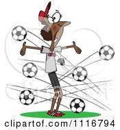 Poster, Art Print Of Black Female Soccer Coach With Balls Flying At Her