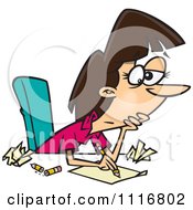 Cartoon Of An Author Woman With Writers Block Royalty Free Vector Clipart
