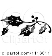 Clipart Retro Vintage Black And White Christmas Holly Sprig Design Element 3 Royalty Free Vector Illustration by Prawny Vintage