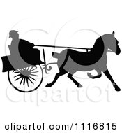Clipart Silhouetted Black And White Single Horse Drawn Cart 1