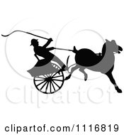 Poster, Art Print Of Clipart Silhouetted Black And White Single Horse Drawn Cart 3