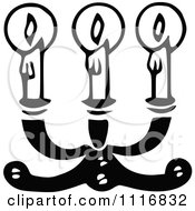 Clipart Of A Retro Vintage Black And White Candelabra Royalty Free Vector Illustration