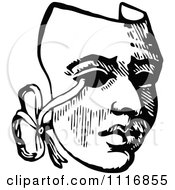 Clipart Of A Retro Vintage Black And White Drama Theater Mask Royalty Free Vector Illustration