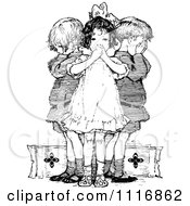 Retro Vintage Black And White Wise Children Covering Their Ears Mouth And Eyes