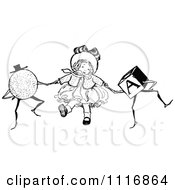 Poster, Art Print Of Retro Vintage Black And White Girl Dancing With Toys