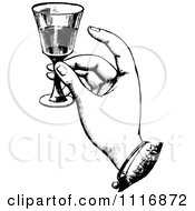 Poster, Art Print Of Retro Vintage Black And White Hand Toasting With Wine