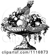 Poster, Art Print Of Retro Vintage Black And White Fruit Bowl