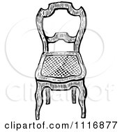 Clipart Of A Retro Vintage Black And White Chair Royalty Free Vector Illustration