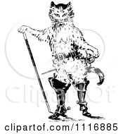 Clipart Of A Retro Vintage Black And White Puss In Boots Cat Royalty Free Vector Illustration by Prawny Vintage